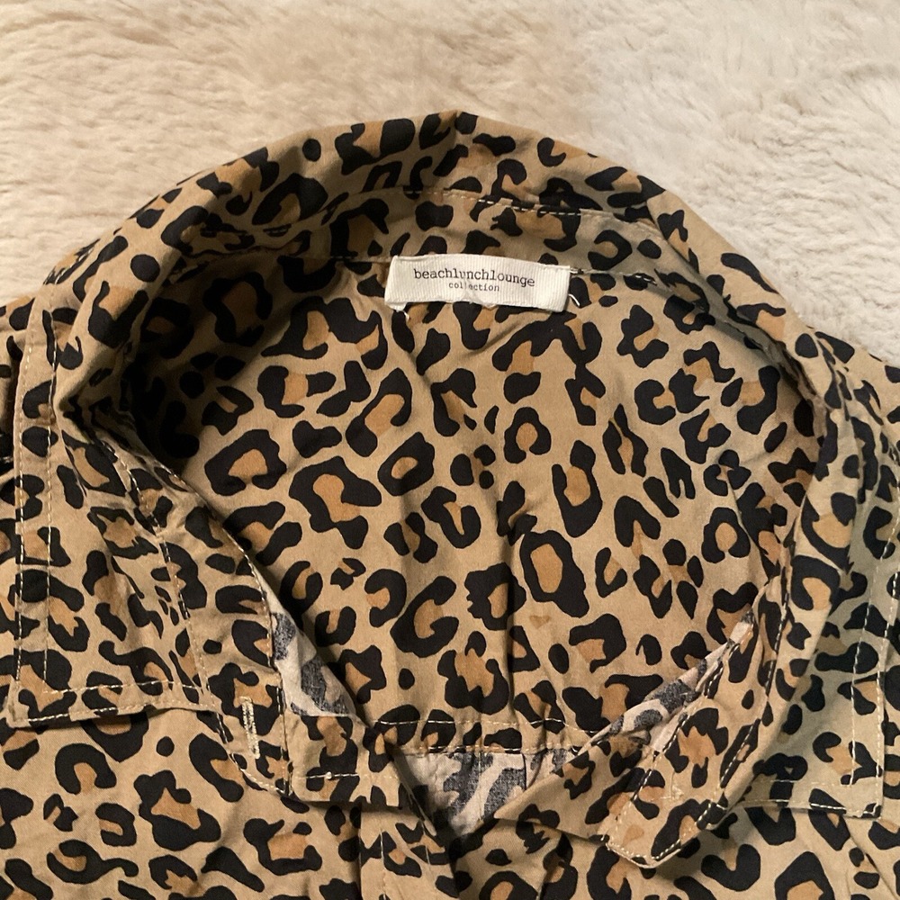 Beach Lunch Lounge Leopard/Cheetah Print Button Front Top Size X-Large Blouse - Picture 4 of 11
